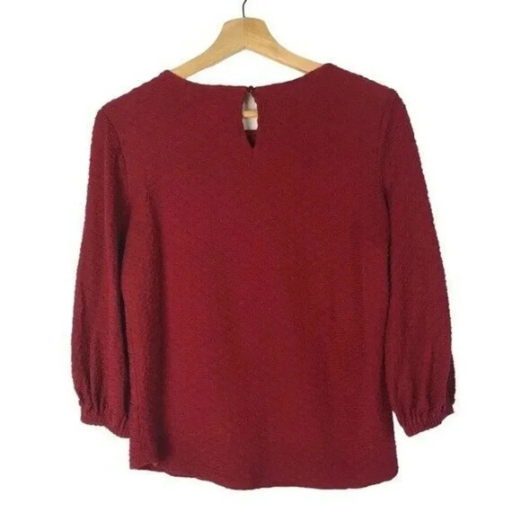 Adrianna Papell Red Textured 3/4 Long Sleeve Blouse S - Picture 2 of 3